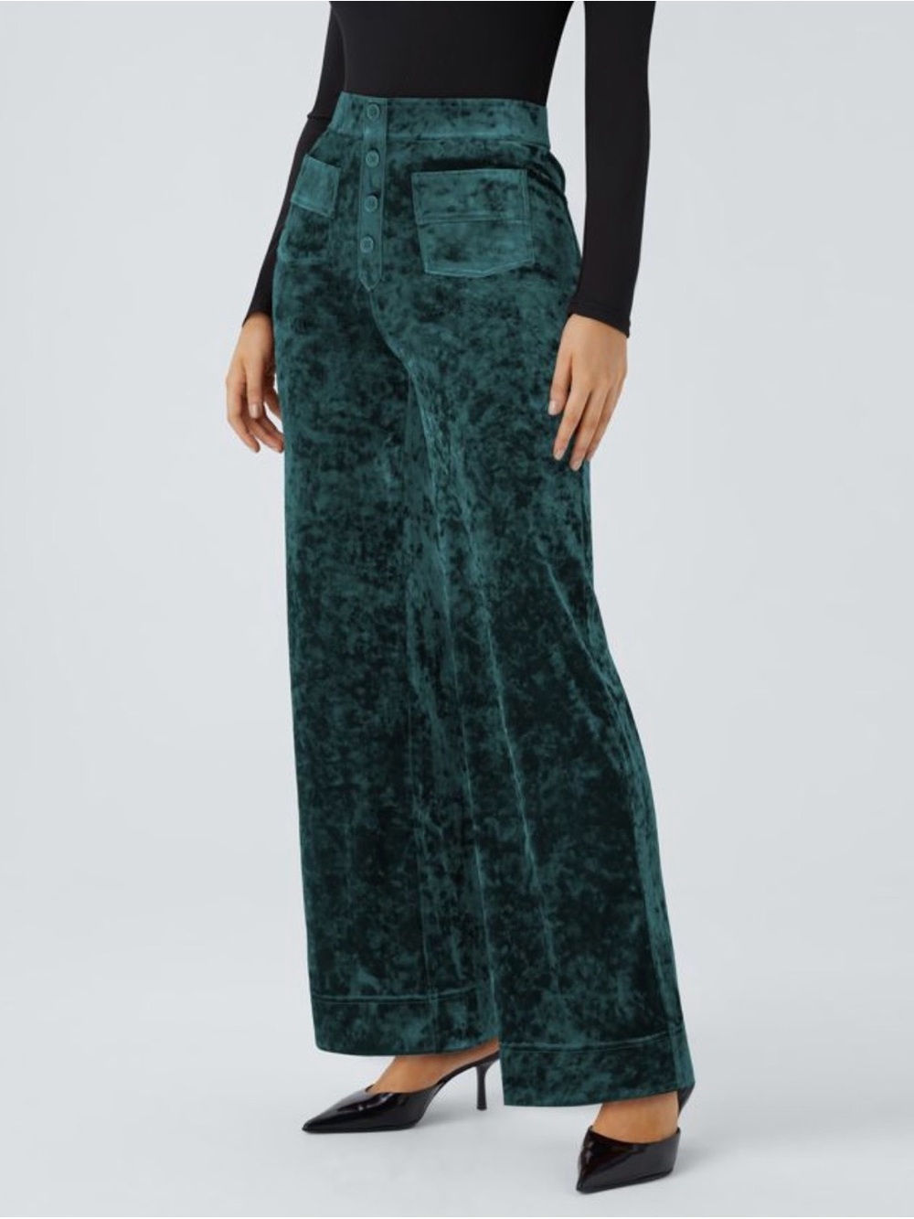 Halara High Waisted Velvet Straight-Leg Pants